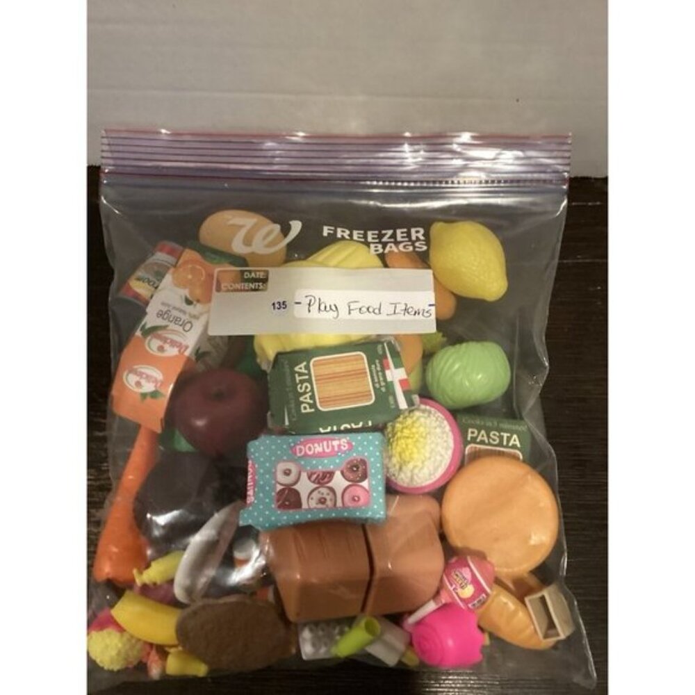 135-Huge Gallon Bag Of Various Play Food Items For Dolls & Barbie Dolls